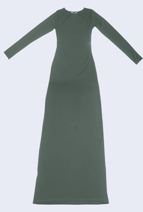 BAMBOO FIBRES COMFORTABLE PEPLUM ROUND NECK LONG SLEEVE DRESS SLIM COLOUR INNER LONG SKIRT PAJAMAS - Image 2