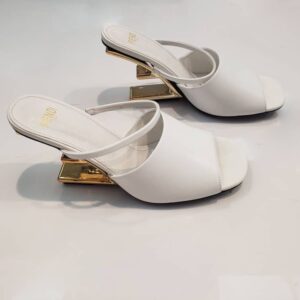 White with gold sandal heel