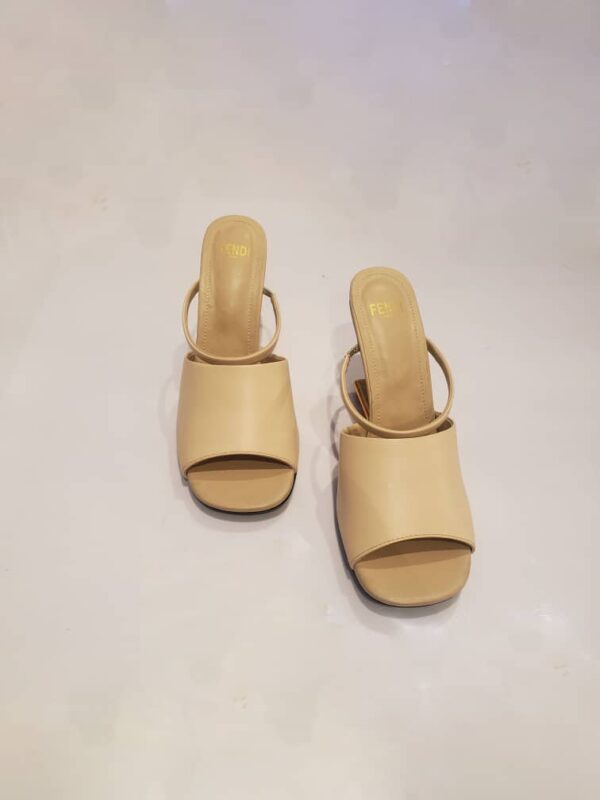 Light brown with gold sandal heel