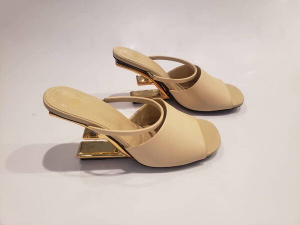 Light brown with gold sandal heel - Image 2