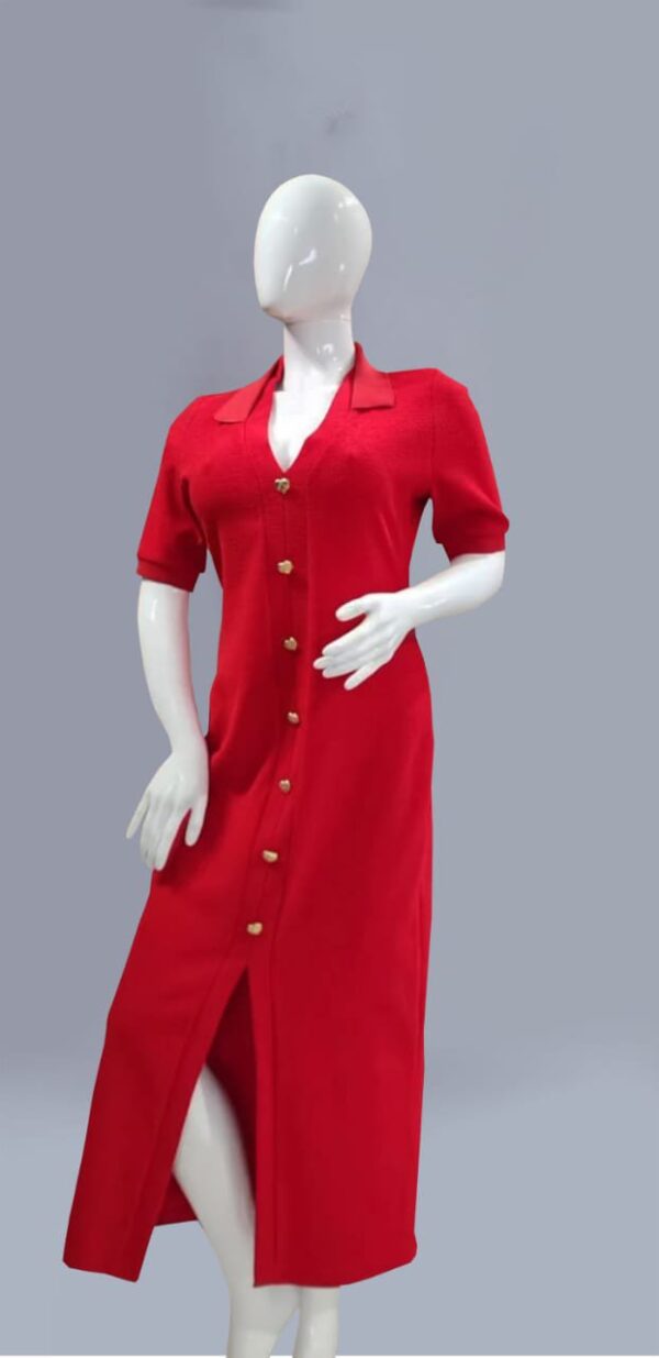 Red Button detailed dress