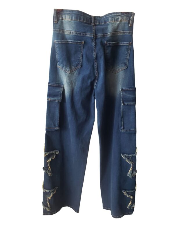 Star Embroidery Grunge Punk Style Baggy Jeans Wide Leg Pants - Image 2