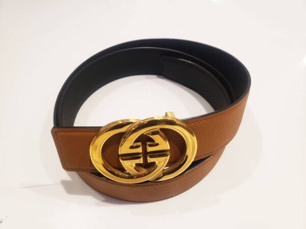 Brown Double G buckle Leather Belt