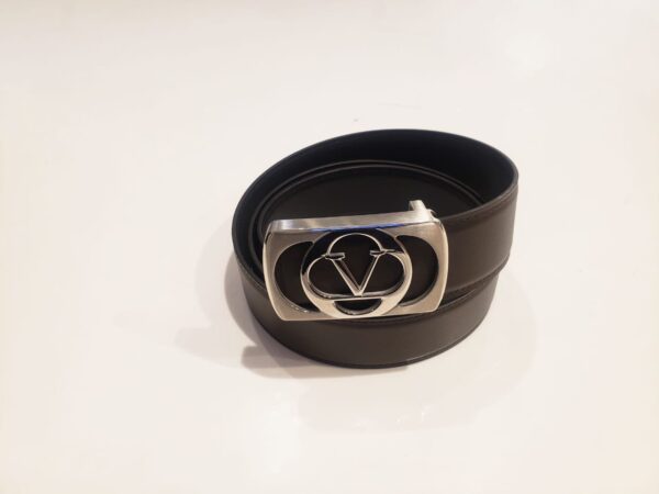 Valentino Leather V Logo Buckle Belt