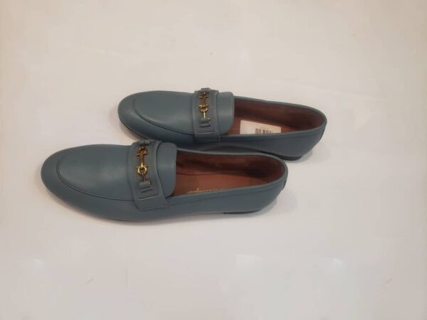 Gray fashion woman loafers (flat shoe)