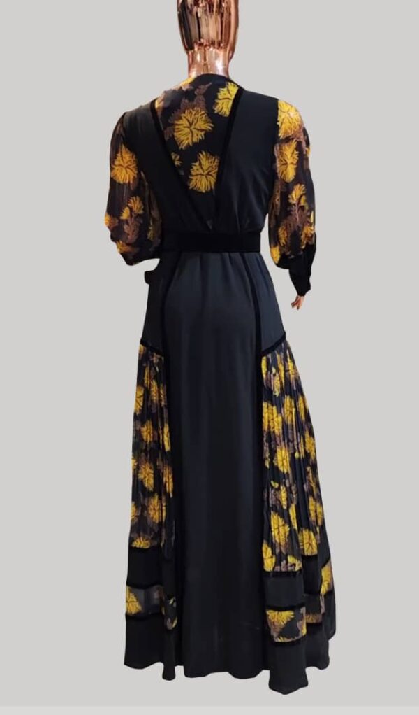 Yellow & black fashion gown - Image 2