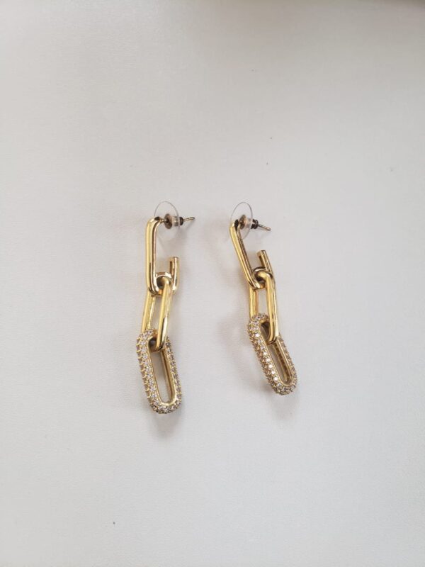 Gold Crystal Stones link chain earring