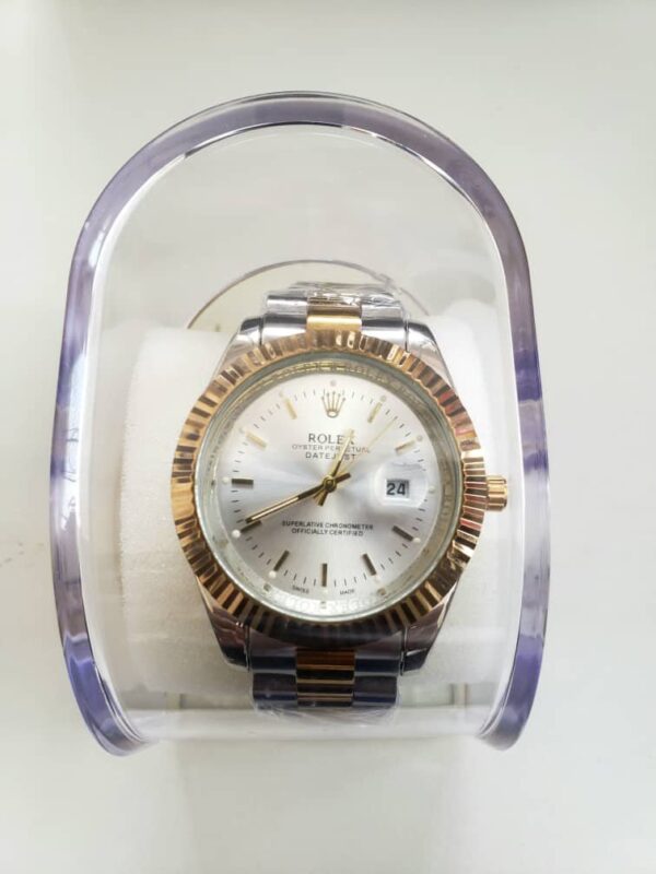 Silver and golden Rolex women watch