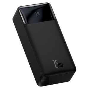 Baseus Bipow Digital Display Power Bank 30000mAh 15W Black Overseas Edition （With Simple Series Charging Cable USB to Micro 25cm Black）