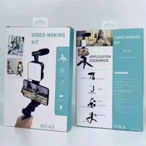 Video Making Kit AY-49 Vlogging Camera with Mic & Tripod – Black