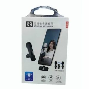 Black K9 Wireless Microphone – Clip-On, Noise Cancelling, Multi-Device Compatible