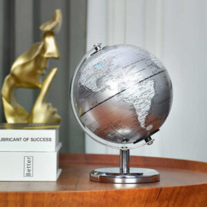 18.5cm (Height) Silver Globe Ornament ,Decorative world  globe